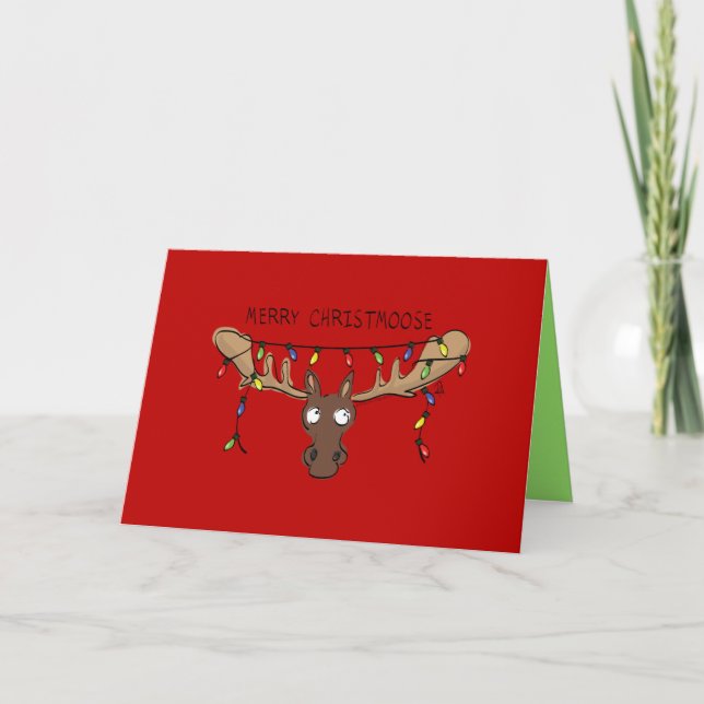Merry ChristMoose -  Christmas Moose Greeting Card (Front)