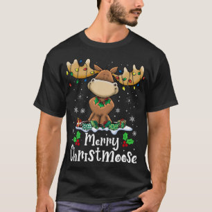 Merry Christmoose Christmas Moose Xmas Lights T-Shirt