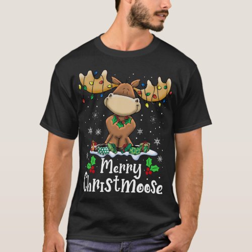 Merry Christmoose Christmas Moose Xmas Lights T_Shirt