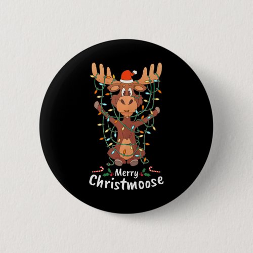 Merry Christmoose Christmas Moose Xmas Tree Lights Button