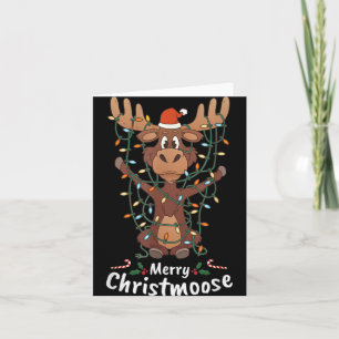 Merry Christmoose Christmas Moose Xmas Tree Lights Card