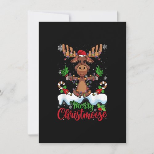 Merry Christmoose Christmas Moose Xmas Tree Lights Invitation