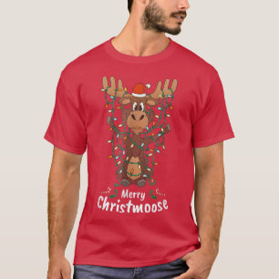 Merry Christmoose Christmas Moose Xmas Tree Lights T-Shirt