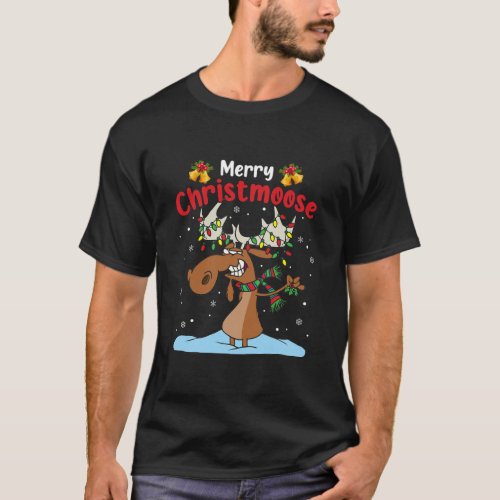 Merry Christmoose Christmas Moose Xmas Tree T_Shirt