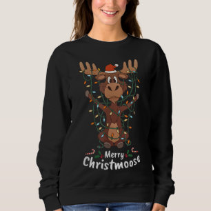 Merry Christmoose Christmas Mooses Xmas Tree Light Sweatshirt
