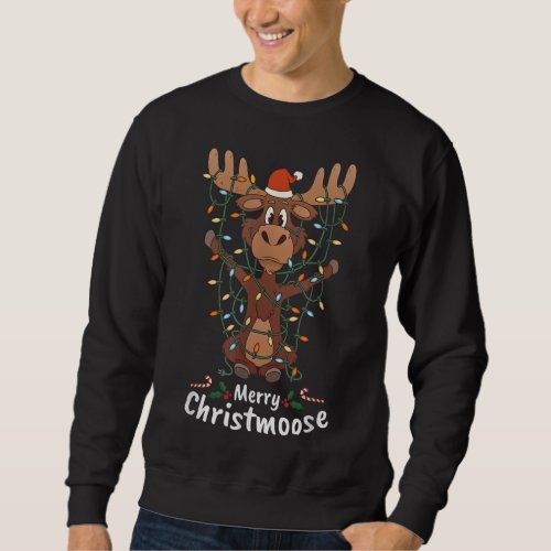 Merry Christmoose Christmas Mooses Xmas Tree Light Sweatshirt