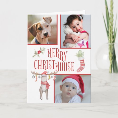 Merry Christmoose Custom Photo Christmas Card