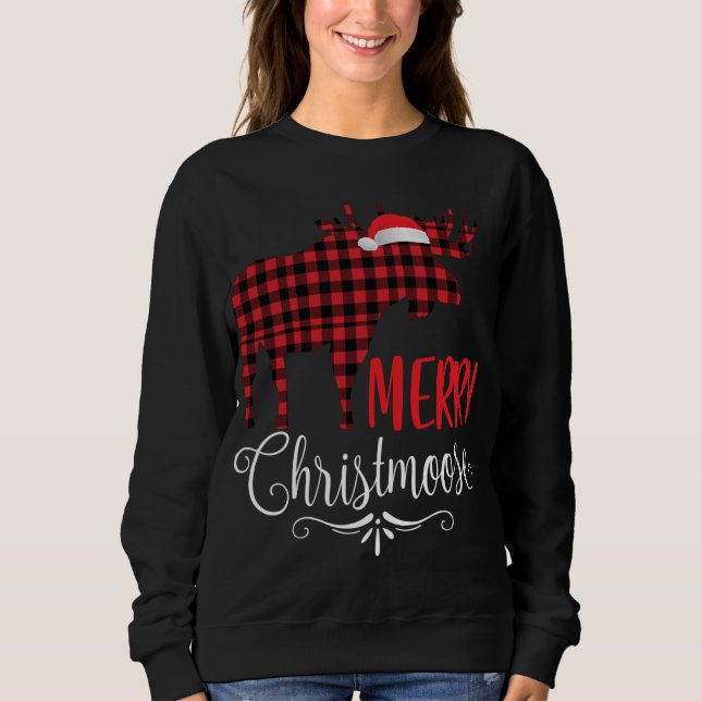 Merry Christmoose Family Christmas Pajamas Moose Sweatshirt (Front)