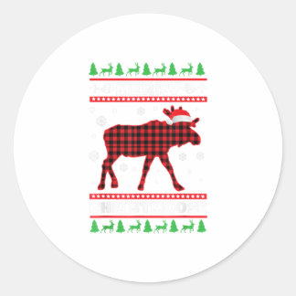 Merry Christmoose Family Pajamas Moose Classic Round Sticker