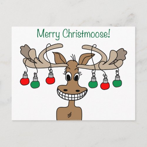 Merry Christmoose Festive Holiday Postcard