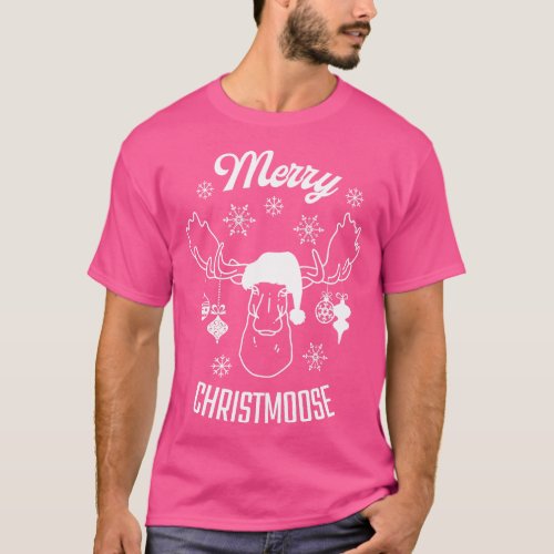 Merry Christmoose Funny Christmas Moose Pun Christ T_Shirt