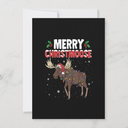 Merry Christmoose Funny Christmas Moose Santa Xmas Invitation