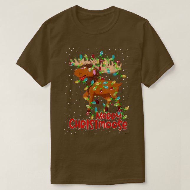 Merry Christmoose Funny Christmas Moose Xmas Tree  T-Shirt (Design Front)