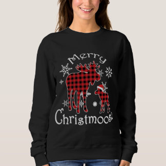 Merry Christmoose Moose Buffalo Red Plaid Christma Sweatshirt