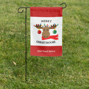 Merry Christmoose Personalized Holiday Garden Flag