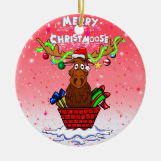 “Merry Christmoose” Santa Moose Christmas Ornament
