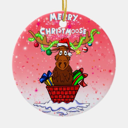 Merry Christmoose Santa Moose Christmas Ornament