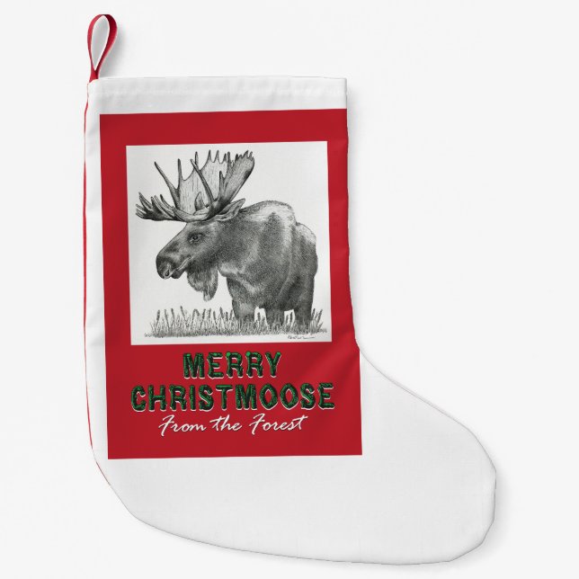 Merry Christmoose Small Christmas Stocking (Front)