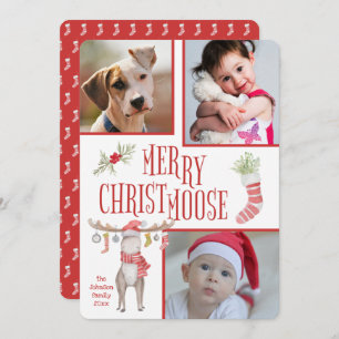 Merry "Christmoose" Three Photo Christmas Card