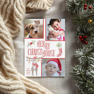 Merry "Christmoose" Three Photo Christmas Card
