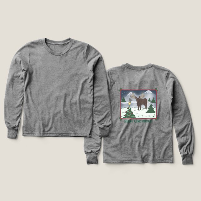 Merry Christmoose! Tri-Blend Shirts (Design Front & Back)