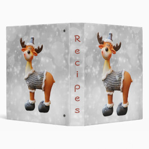 Merry Christmoose wearing a hat 3 Ring Binder