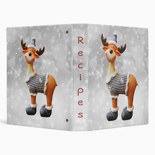 Merry Christmoose wearing a hat 3 Ring Binder (Background)