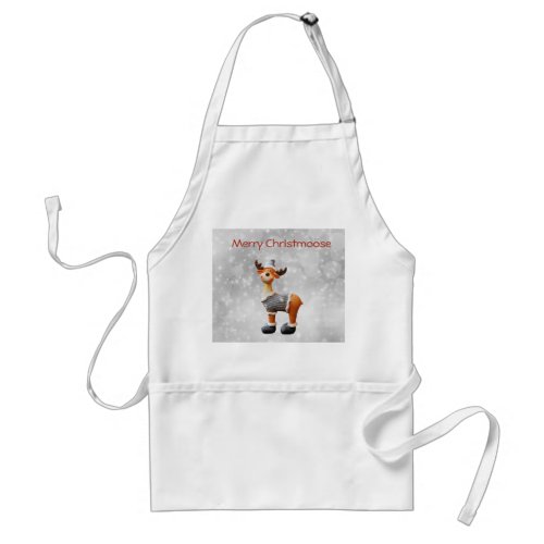 Merry Christmoose wearing a hat Adult Apron