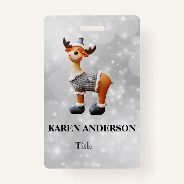 Merry Christmoose wearing a hat   Badge (Front)