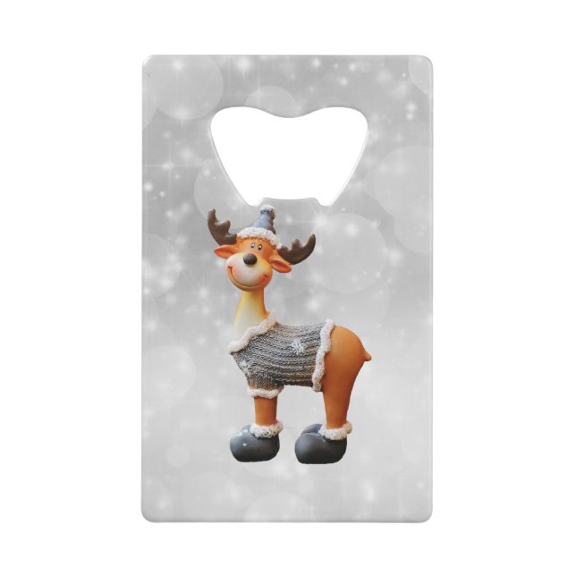 Merry Christmoose wearing a hat   Bottle Opener (Front)