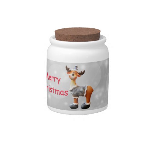 Merry Christmoose wearing a hat   Candy Jar