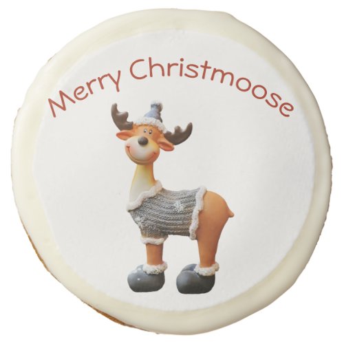 Merry Christmoose wearing a hat Sugar Cookie