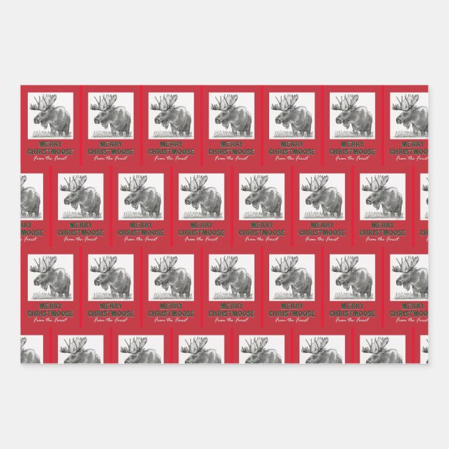 Merry Christmoose Wrapping Paper Sheets (Front)