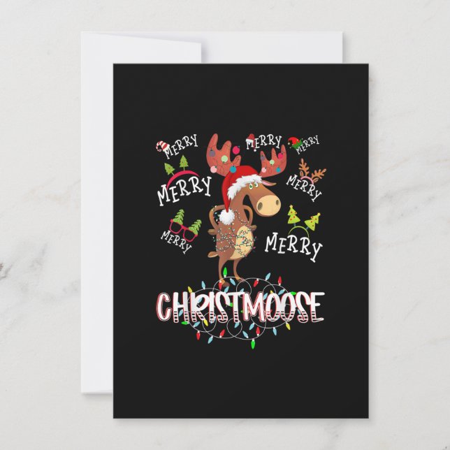 Merry Christmoose Xmas Moose Family Matching Group Invitation (Front)