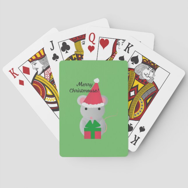 Merry Christmouse Cute Christmas Mouse Poker Cards (Back)