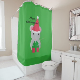 Merry Christmouse Cute Christmas Mouse Shower Curtain