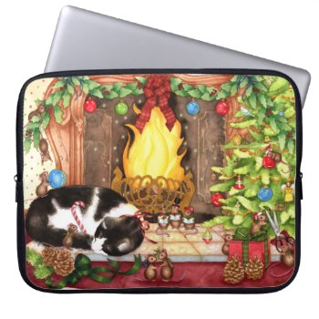 Merry Christmouse - Cute Holiday Animal Art Laptop Sleeve by yarmalade at Zazzle