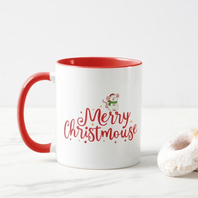 Merry Christmouse merry little mouse Mug (With Donut)