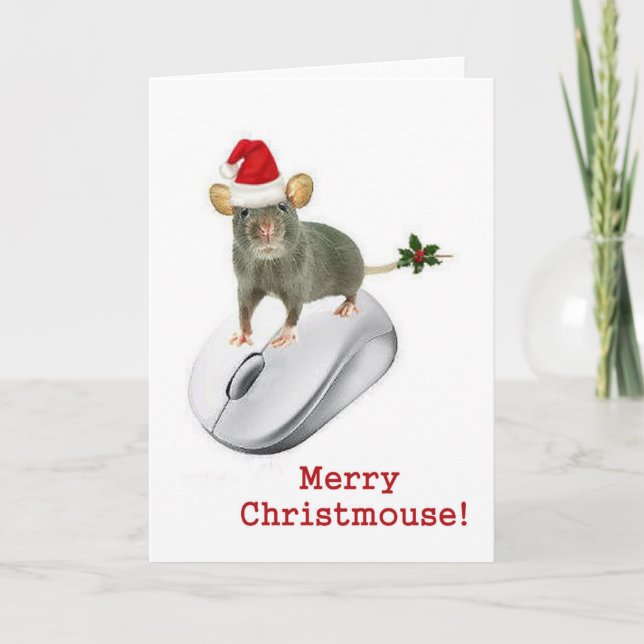 "Merry Christmouse!" squeaks a mouse Holiday Card (Front)