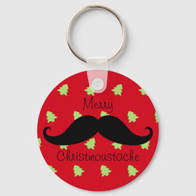 Merry Christmoustache Keychain (Front)