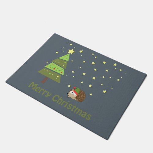 Merry Christms Hedgehog Doormat