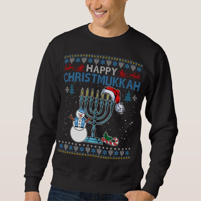 Merry Christmukkah Jewish Hanukkah Christmas Ugly  Sweatshirt (Front)