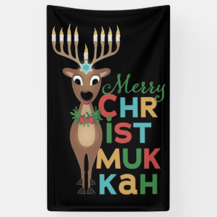 Merry Christmukkah Reindeer Banner