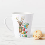 Merry Christmukkah Reindeer Latte Mug<br><div class="desc">Christmas reindeer with a Hanukkah menorah for antlers with a Merry Christmukkah greeting.</div>