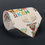 Merry Christmukkah Reindeer Neck Tie<br><div class="desc">Christmas reindeer with a Hanukkah menorah for antlers with a Merry Christmukkah greeting.</div>