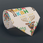 Merry Christmukkah Reindeer Neck Tie<br><div class="desc">Christmas reindeer with a Hanukkah menorah for antlers with a Merry Christmukkah greeting.</div>