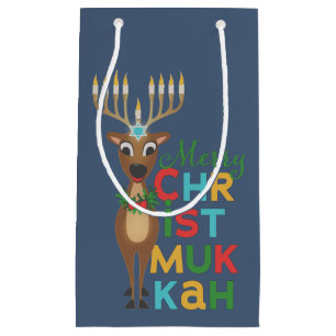 Merry Christmukkah Reindeer Small Gift Bag