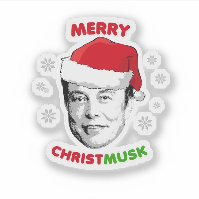 Merry Christmusk Ceramic Ornament Sticker (Front)