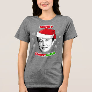 Merry Christmusk Ceramic Ornament Tri-Blend Shirt