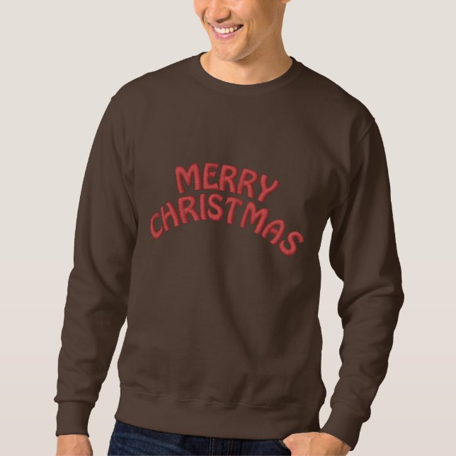 Merry Chritmas  Men's  Embroidered Sweatshirt (Front)